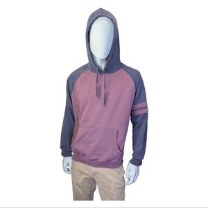 Tommy Hilfiger Colourblock Raglan Hoodie, Burgundy And Navy, Preppy, Size Large